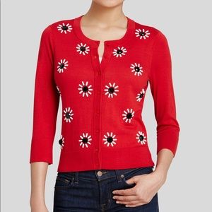 Kate Spade Red Floral Embellished Cardigan